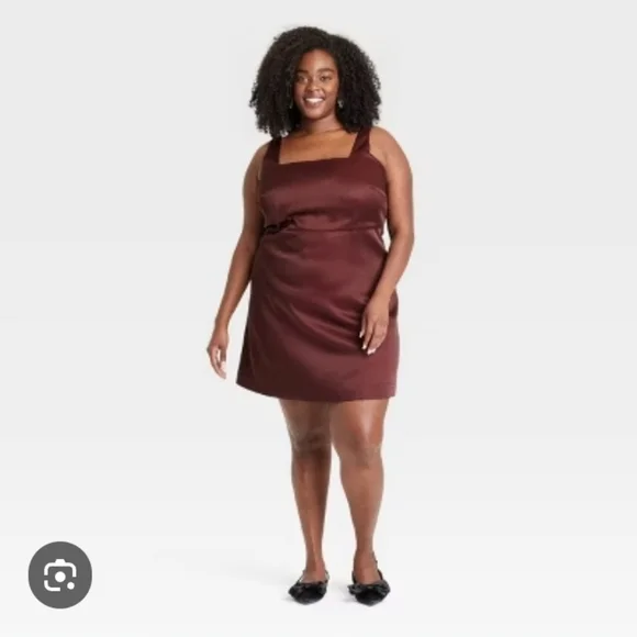 a new day | Dresses | A New Day Black Dress Heavy Satin Mini Dress Burgundy  | Poshmark